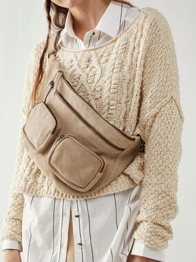 Free People Samara Suede Sling Bag Rock Salt Neutral Crossbody Belt Bag